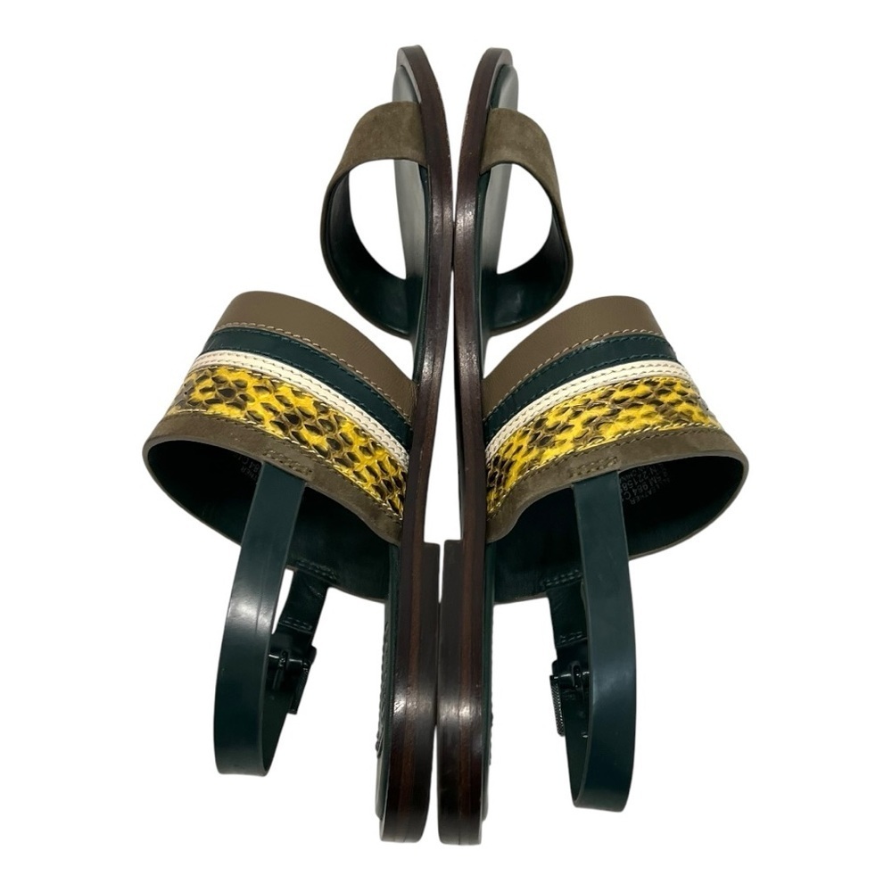 Tory Burch Edina Green Leather Colorblock Slingback Soho Lux Sandals Women’s 8.5 - Picture 9 of 16